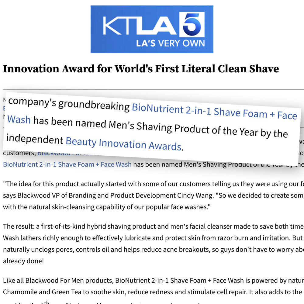 ktla5 beauty innovation awards BioNutrient 2-in-1 Shave Foam + Face Wash